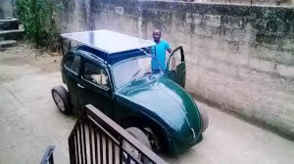 Wonderful!! Nigerian Student Builds Solar Powered Car [See Photo]